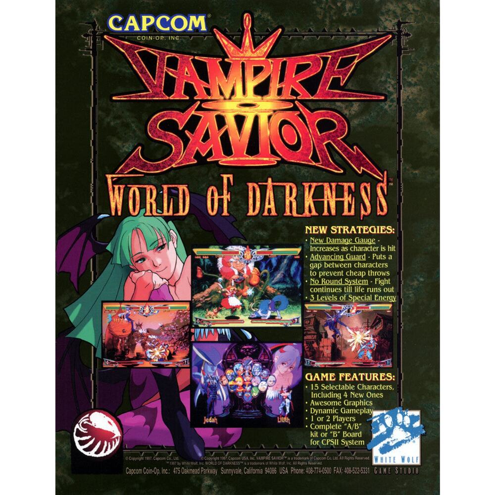 Vampire Savior World Of Darkness Arcade FLYER Original NOS Video Game Art